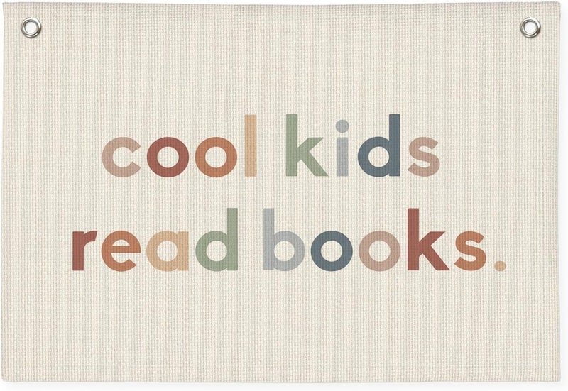 PLKMN Reading Corner Decor for Classroom, Cool Kids Read Books Linen Canvas Banner, Playroom Read Sign Wall Hanging Flag Decor for Reading Corner Nook 20x30 Inch (Boho) - Image 1